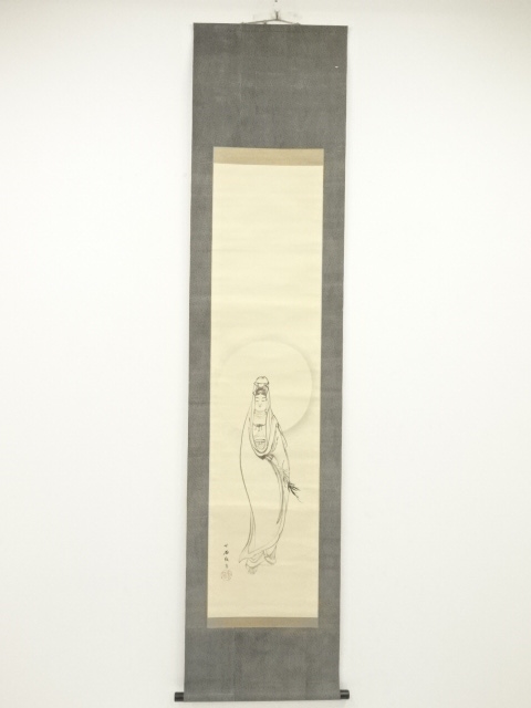 JAPANESE HANGING SCROLL / HAND PAINTED / BYAKUE KANNON